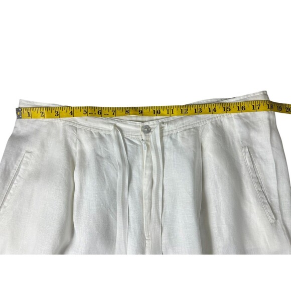 Debra DeRoo Wht Pleated Super Wide Leg Linen Pant Size L Beachy Breezy Flowy - Picture 3 of 13